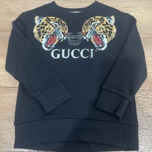 Gucci Kids Black Sweatshirt with Leopard Heads
